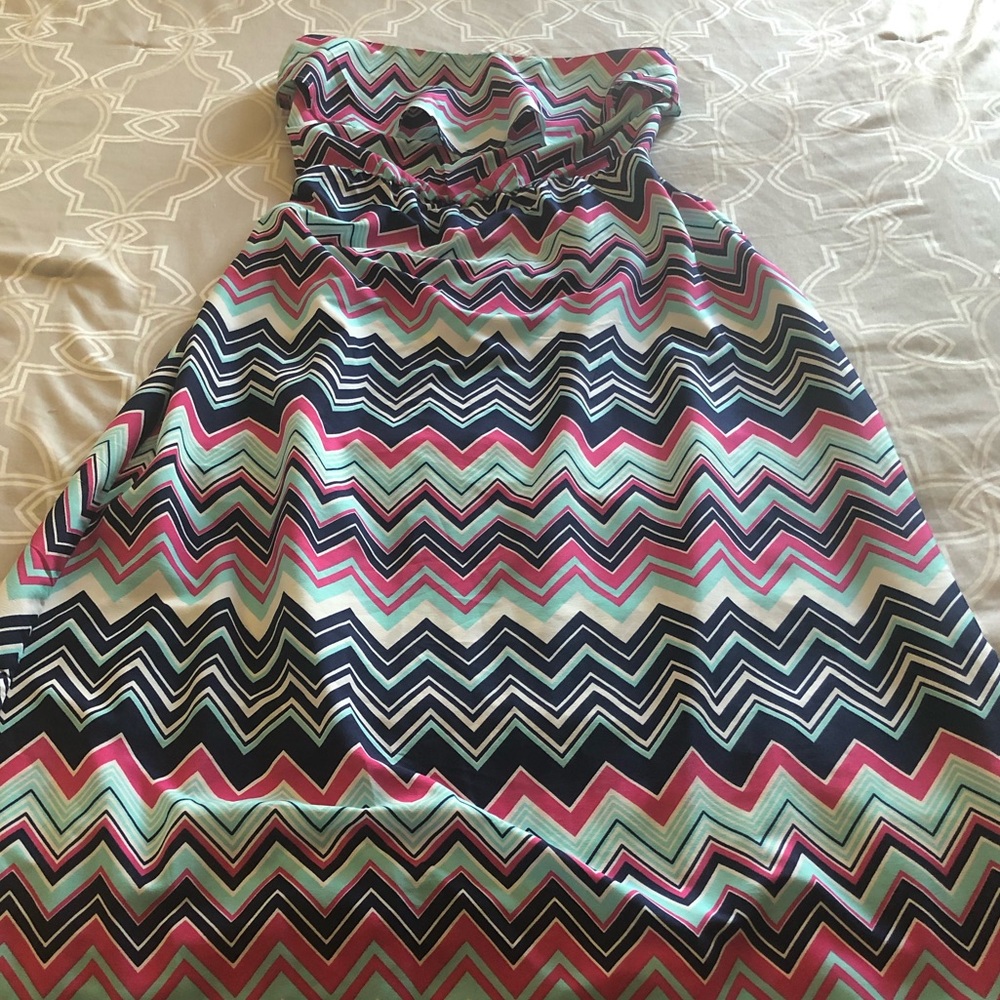 Chevron print,Open back, floor length maxi dress